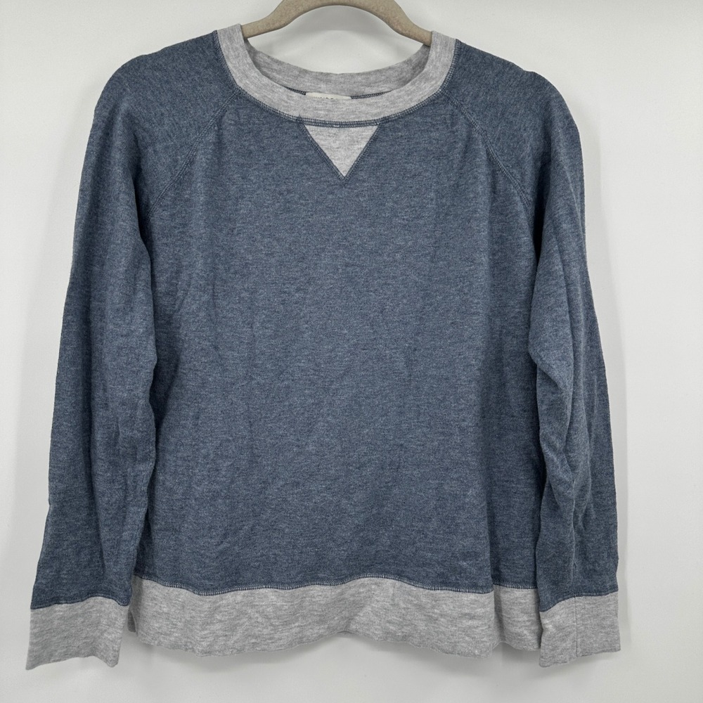 Kinross Cashmere Blue‎ Grey Heathered Raglan Sweatshirt Pullover Size Small